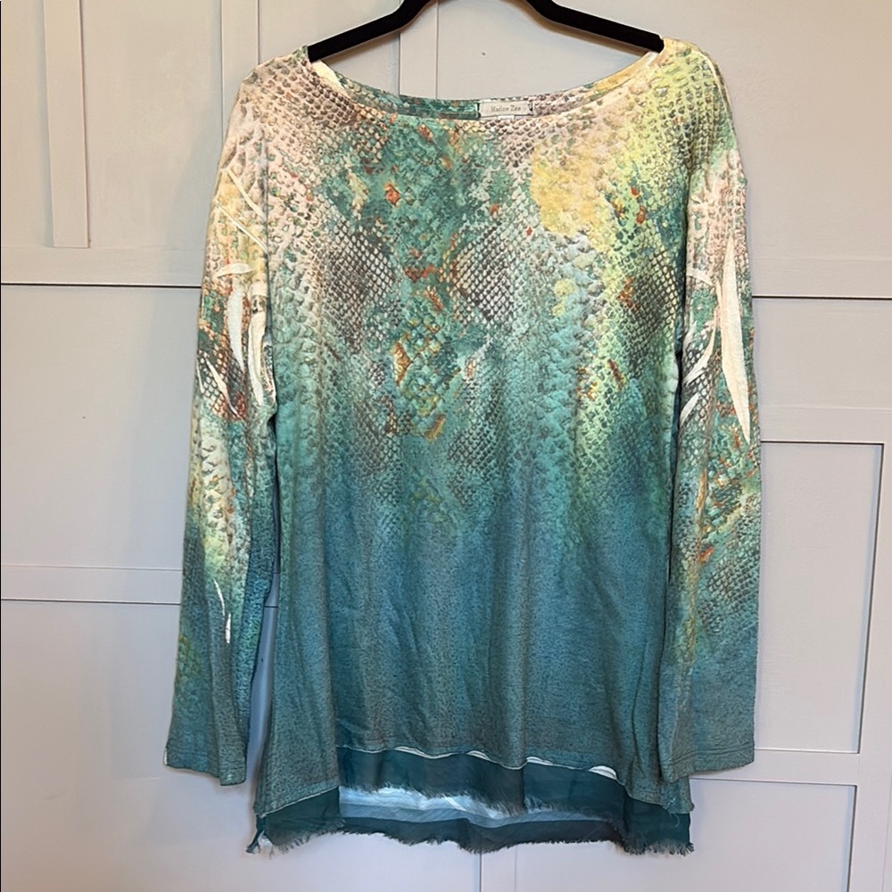 Harlow Cream and Yellow Long Sleeve Graphic Blouse